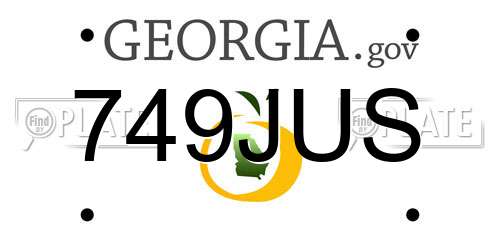 749JUS Georgia License Plate