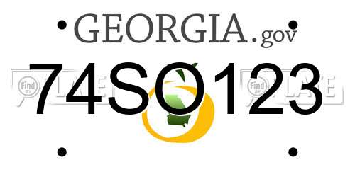 74SO123 Georgia License Plate