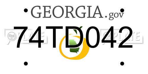 74TD042 Georgia License Plate