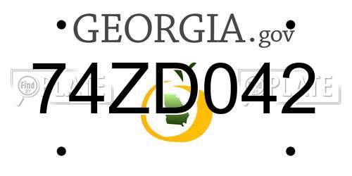 74ZD042 Georgia License Plate