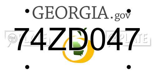 74ZD047 Georgia License Plate