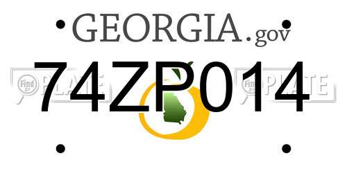 74ZP014 Georgia License Plate