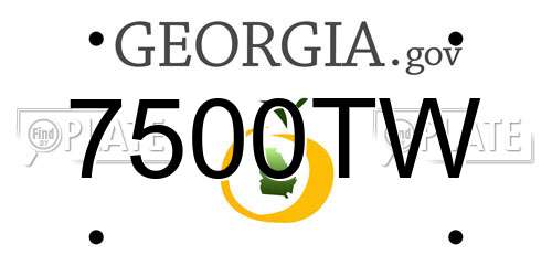 7500TW Georgia License Plate
