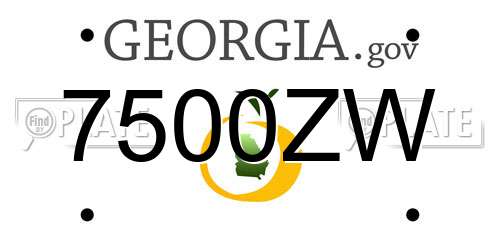 7500ZW Georgia License Plate