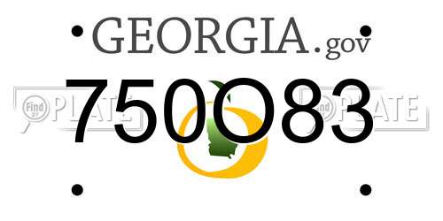 750O83 Georgia License Plate