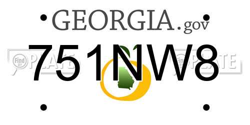 751NW8 Georgia License Plate