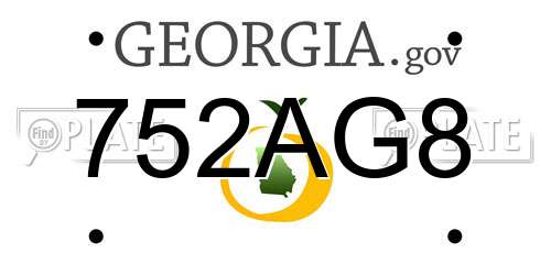 752AG8 Georgia License Plate