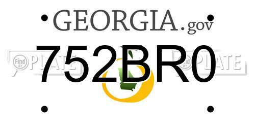 752BR0 Georgia License Plate