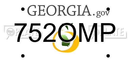 752OMP Georgia License Plate