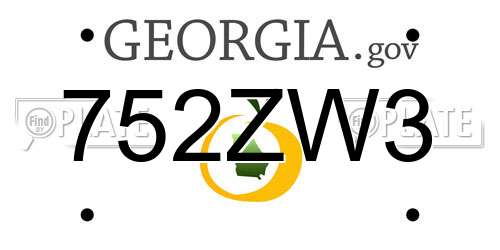 752ZW3 Georgia License Plate