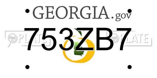 753ZB7 Georgia License Plate