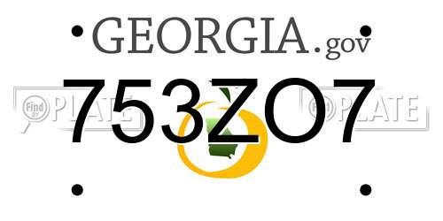 753ZO7 Georgia License Plate