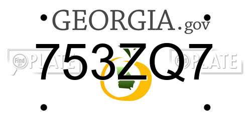 753ZQ7 Georgia License Plate