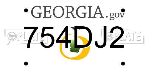 754DJ2 Georgia License Plate