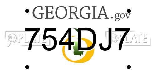 754DJ7 Georgia License Plate