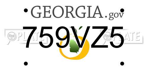 759VZ5 Georgia License Plate