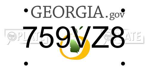 759VZ8 Georgia License Plate