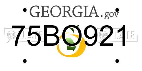 75BO921 Georgia License Plate