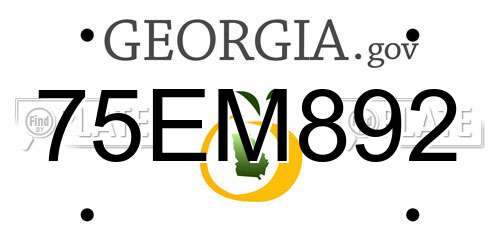 75EM892 Georgia License Plate