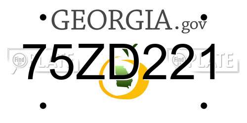 75ZD221 Georgia License Plate