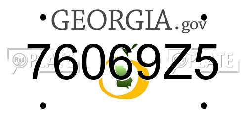 76069Z5 Georgia License Plate