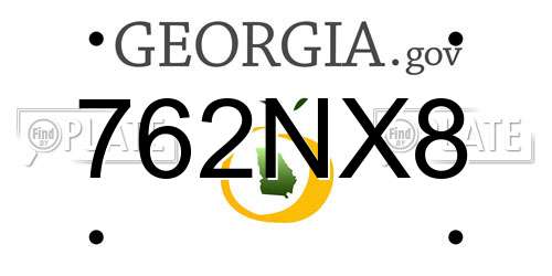 762NX8 Georgia License Plate
