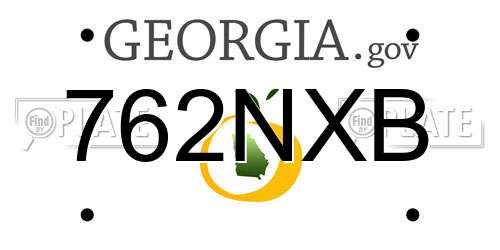 762NXB Georgia License Plate