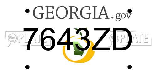 7643ZD Georgia License Plate