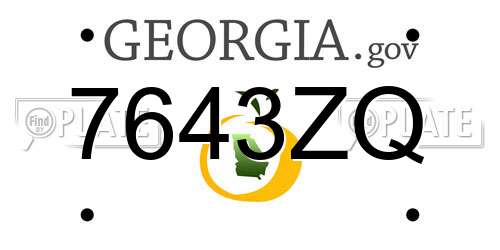 7643ZQ Georgia License Plate
