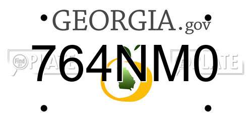 764NM0 Georgia License Plate