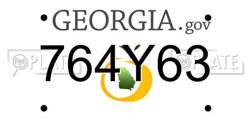 764Y63 Georgia License Plate