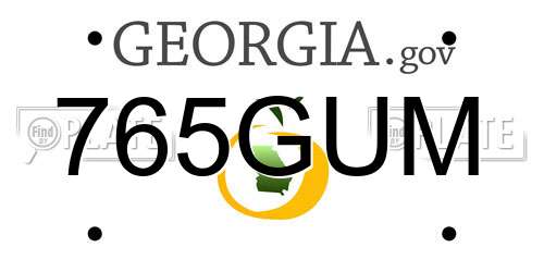 765GUM Georgia License Plate