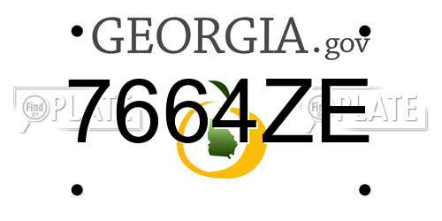 7664ZE Georgia License Plate