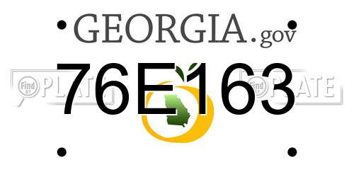 76E163 Georgia License Plate