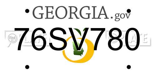 76SV780 Georgia License Plate