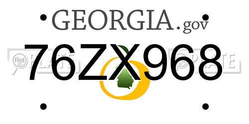 76ZX968 Georgia License Plate