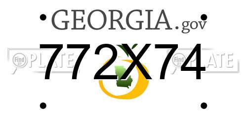 772X74 Georgia License Plate