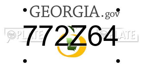 772Z64 Georgia License Plate