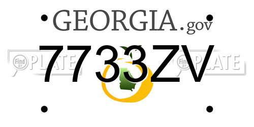 7733ZV Georgia License Plate