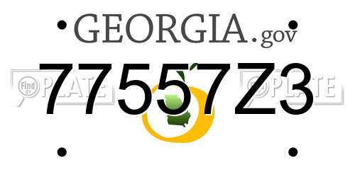 77557Z3 Georgia License Plate