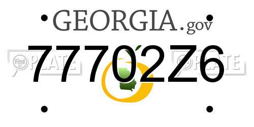 77702Z6 Georgia License Plate