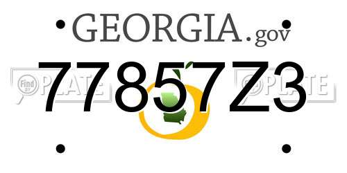 77857Z3 Georgia License Plate
