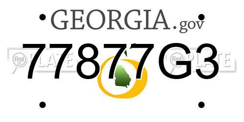 77877G3 Georgia License Plate