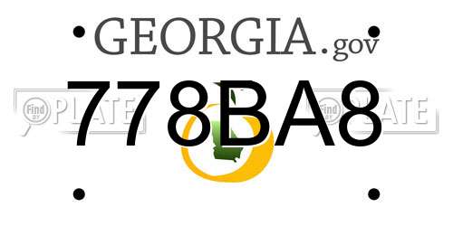 778BA8 Georgia License Plate