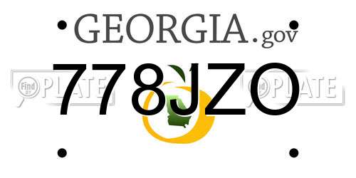 778JZO Georgia License Plate