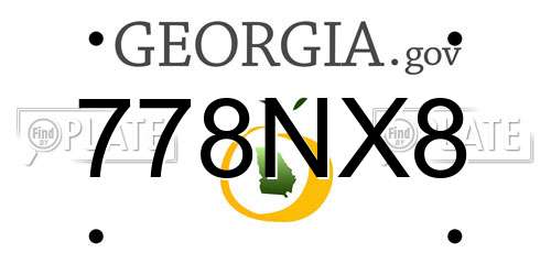 778NX8 Georgia License Plate