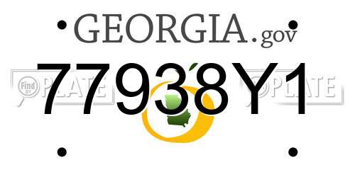 77938Y1 Georgia License Plate