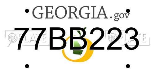 77BB223 Georgia License Plate