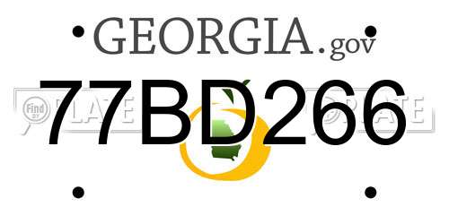 77BD266 Georgia License Plate