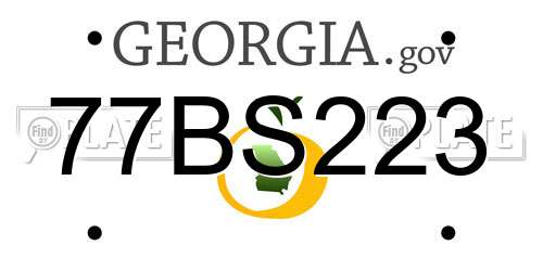 77BS223 Georgia License Plate